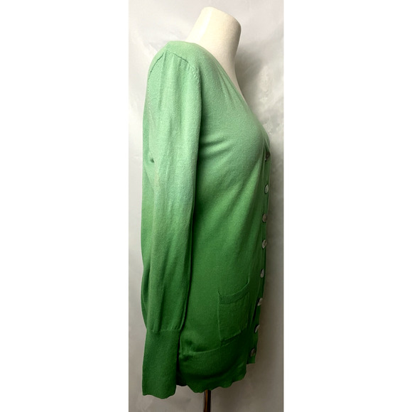 Vtg 90's KIKIT Women’s Sweater Green Combo Size L Bottom Cardigan 100% Cotton - Picture 2 of 8
